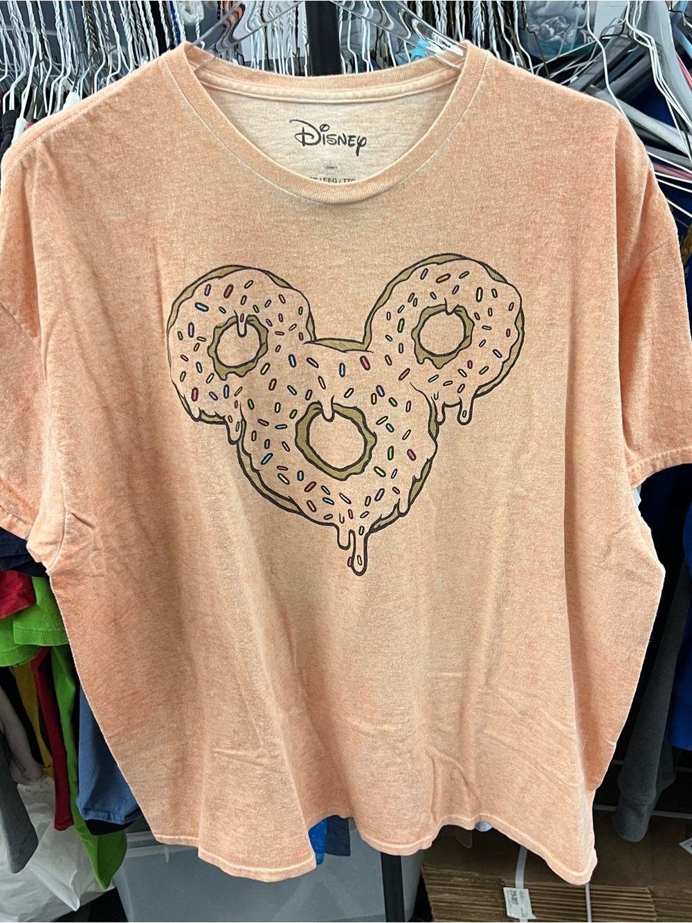 Disney Orange Donut Snack Mickey T-Shirt Size 2XL